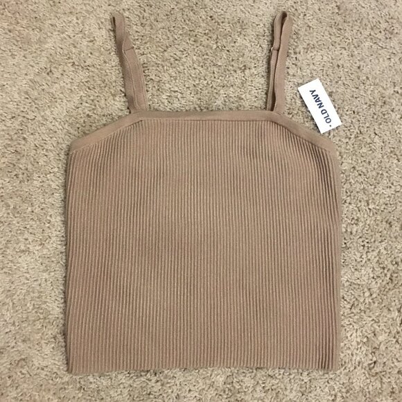 NWT Old Navy Beige Ribbed Square Neck Cropped Cami - Picture 8 of 11